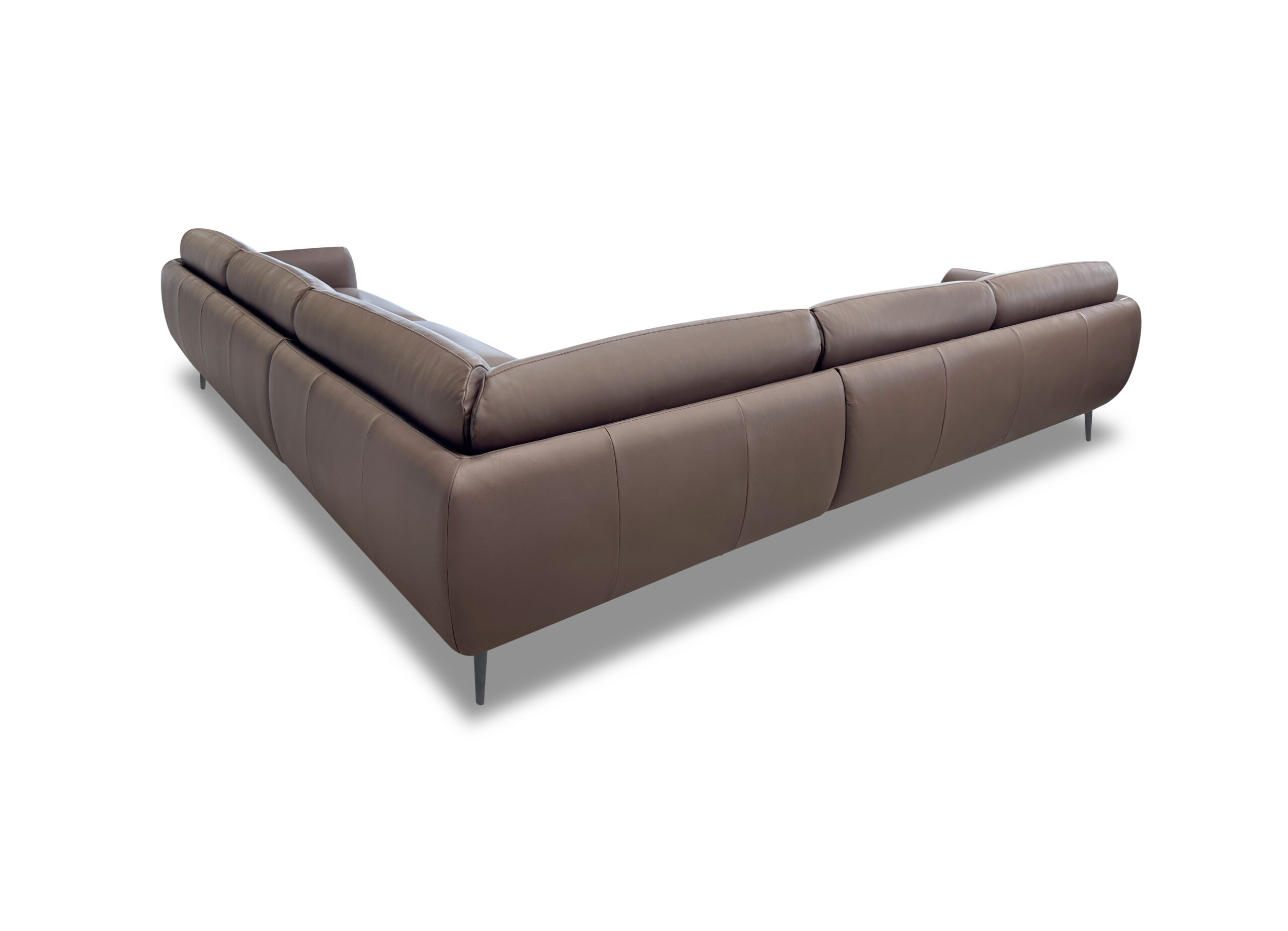 Divano angolare ALKOVA di Rossini Sofas color tortora, vista posteriore