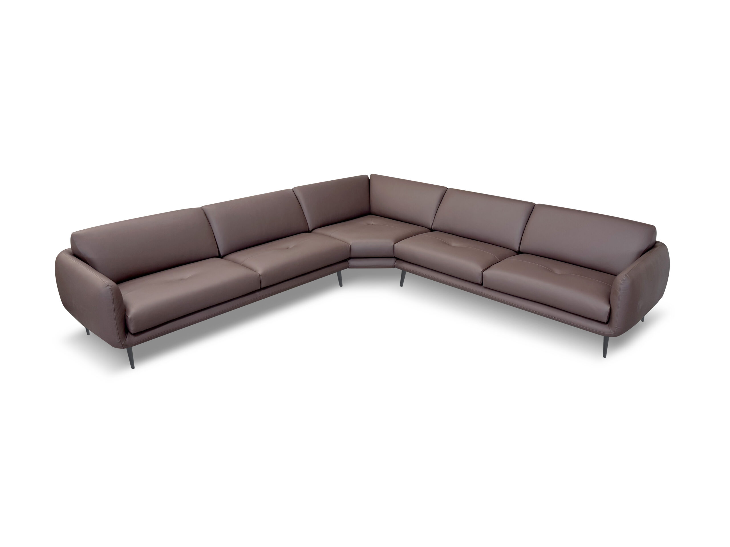 Divano angolare ALKOVA di Rossini Sofas color tortora, vista frontale dall’alto