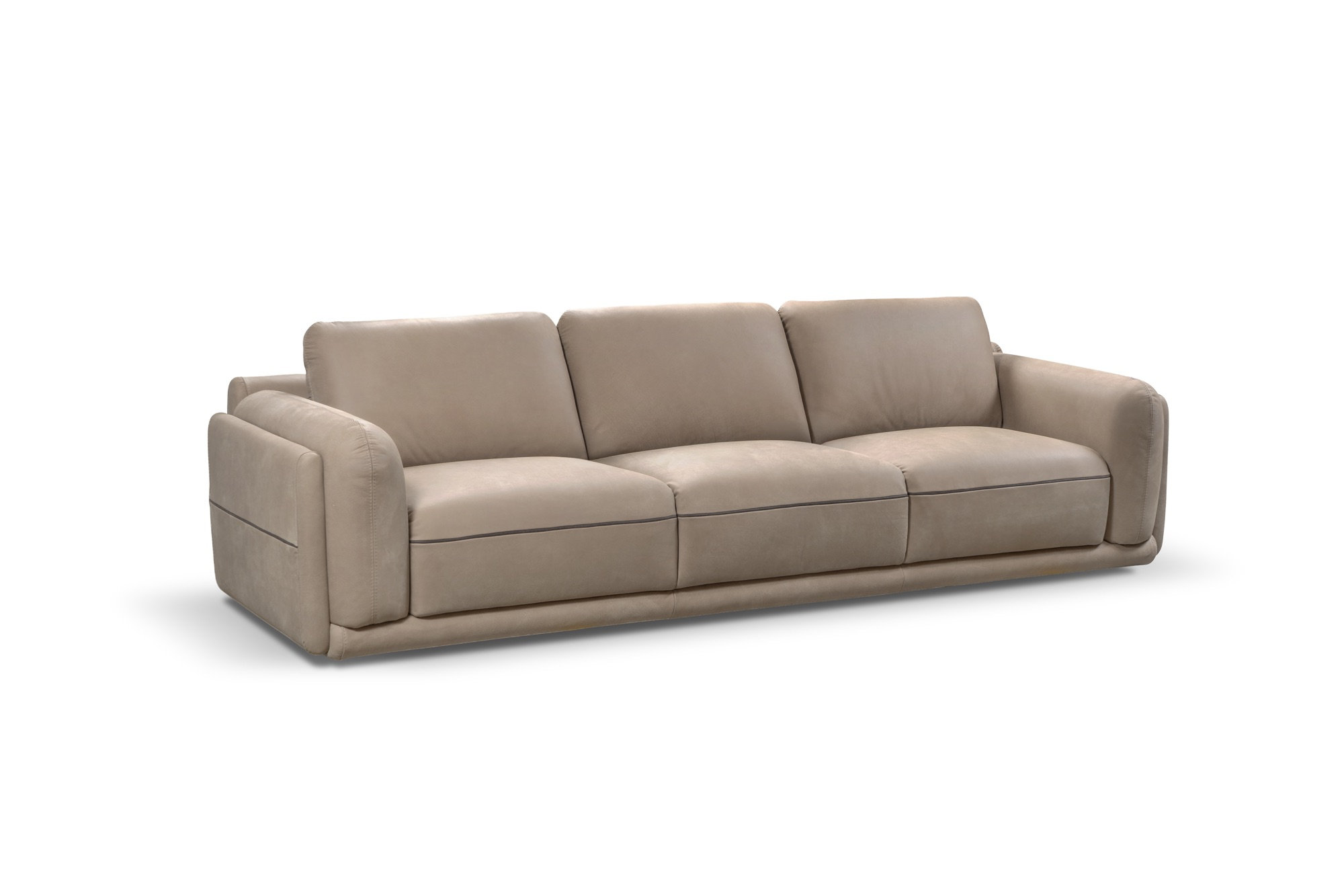Divano ELBA Rossini Sofas a tre posti, vista anteriore prospettica su sfondo bianco