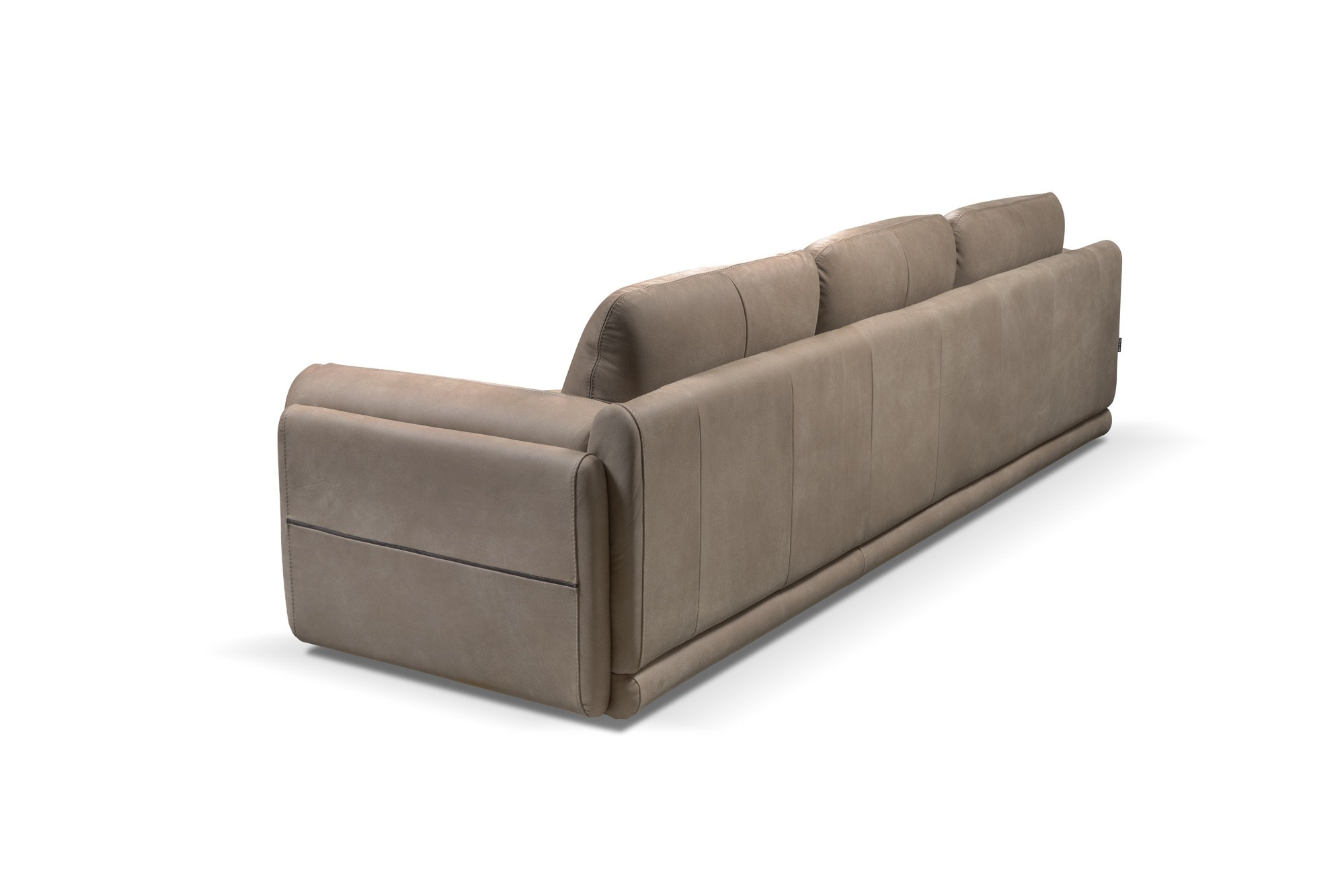 Divano ELBA Rossini Sofas, vista posteriore con schienali imbottiti su sfondo bianco